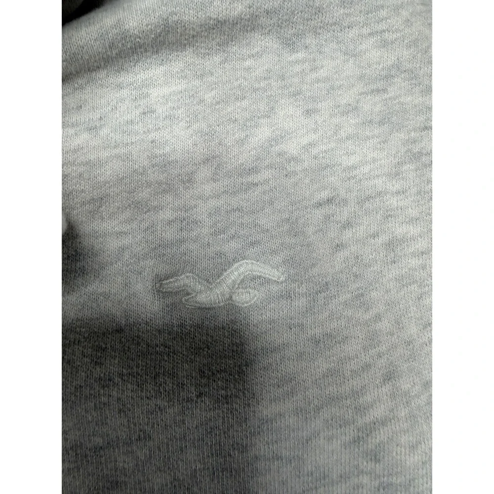 Hollister Womens Cropped Hoodie Light Grey‎ Heather Embroidered Logo XS